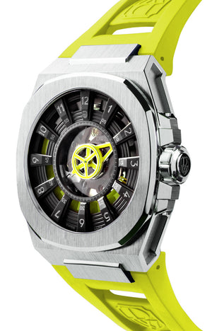 DWISS M3S Automatic Swiss Made watch with mysterious hours Black Yellow. SWISS MADE AUTOMATIC WRIST WATCH WITH DWISS SIGNATURE MYSTERIOUS HOURS. 3/4