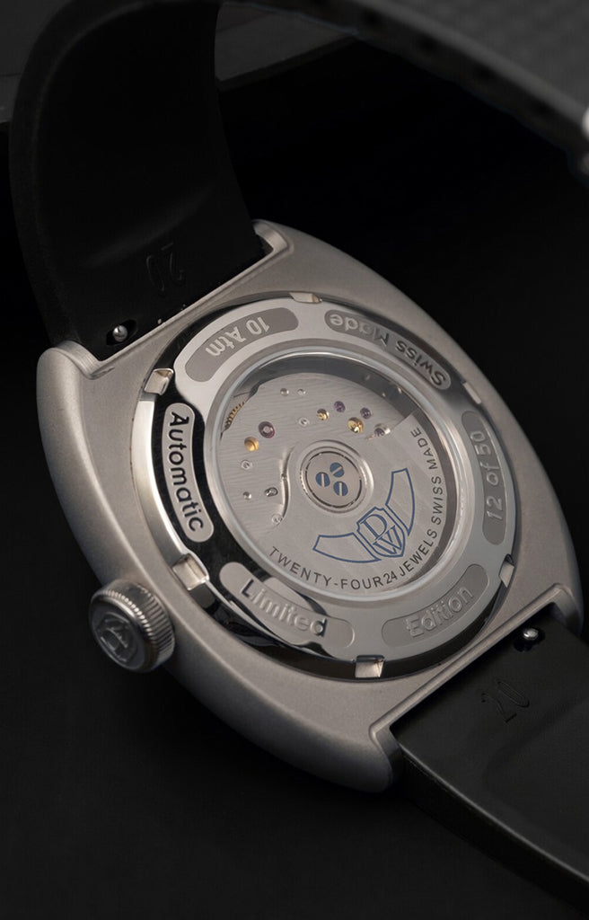 DWISS S1 black caseback La Joux-Perret G100 Soigné Swiss Made movement