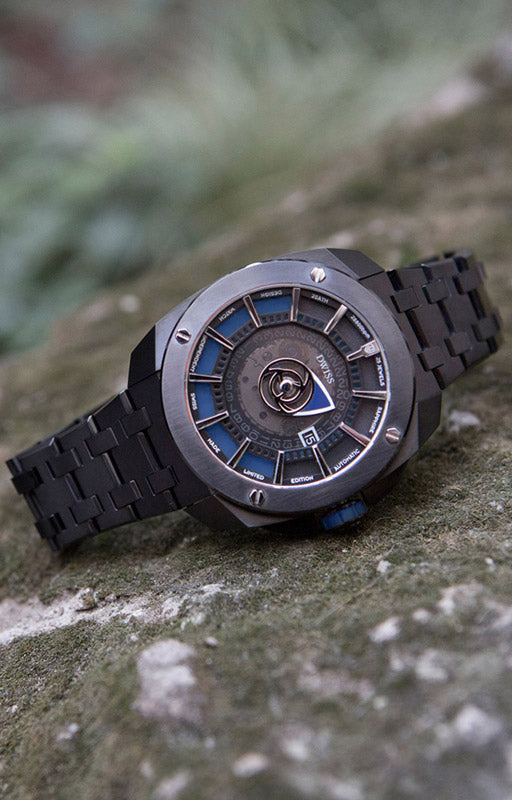 DWISS RS1-BL-Automatic w/ bracelet - Limited Edition, Design Awarded Luxury Swiss Made Watches With Innovative Time Reading Systems