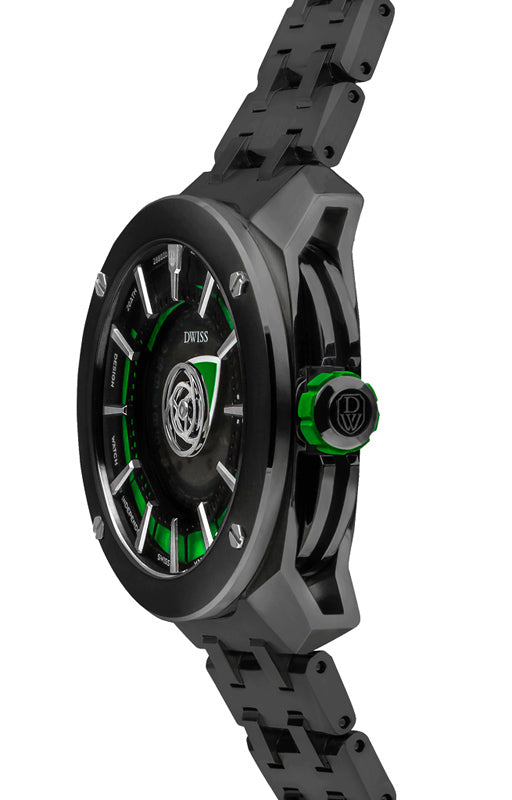 RS1-BG-Automatic w/ bracelet- design awarded automatic swiss made watch with DWISS signature time display