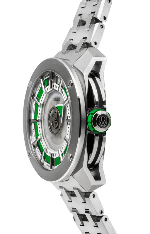 RS1-SG-Automatic w/ bracelet- design awarded automatic swiss made watch with DWISS signature time display