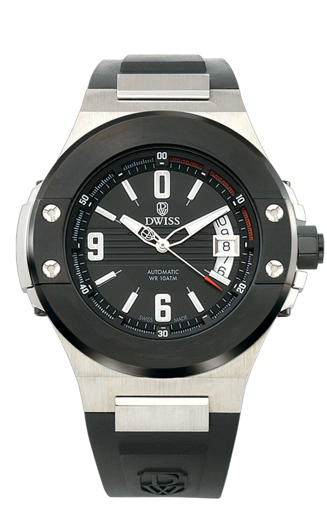 DWISS M1 silver black watch swiss made watch with sapphire crystal
