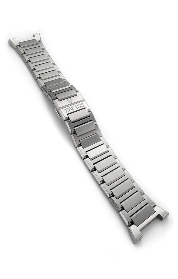 DWISS Stainless Steel watch bracelet on a white background