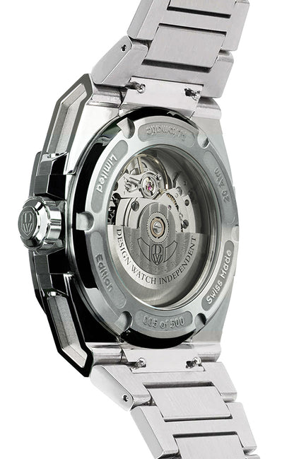 DWISS M3S Automatic Swiss Made watch with mysterious hours White Green with bracelet SWISS MADE AUTOMATIC WRIST WATCH WITH DWISS SIGNATURE MYSTERIOUS HOURS. back