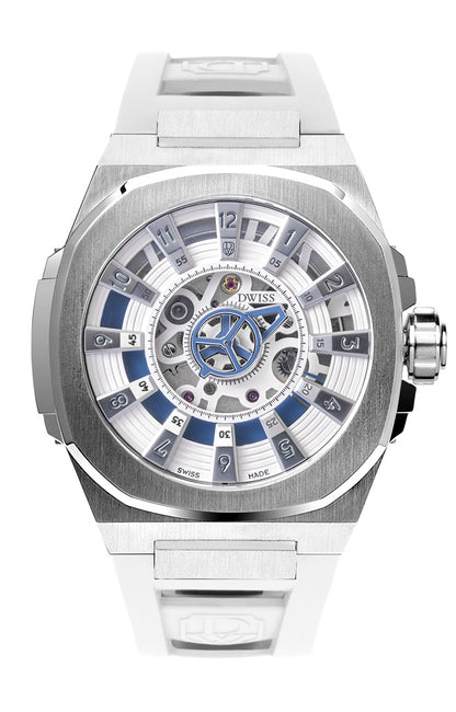 M3S blue - swiss made watch with DWISS signature mysterious hours easy interchangeable metal bracelet using sellita SW200-1 movement