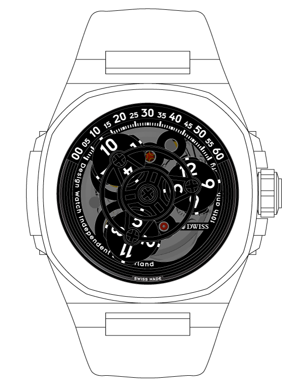 · Wandering hours display· Multi-layered dial· Super-LumiNova BG-W9· Double domed Sapphire crystal