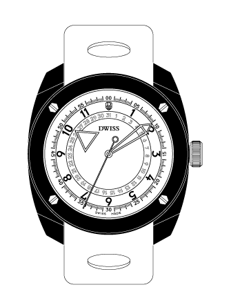 DWISS R2 case, design awarded Swiss made automatic watch with floating hours display