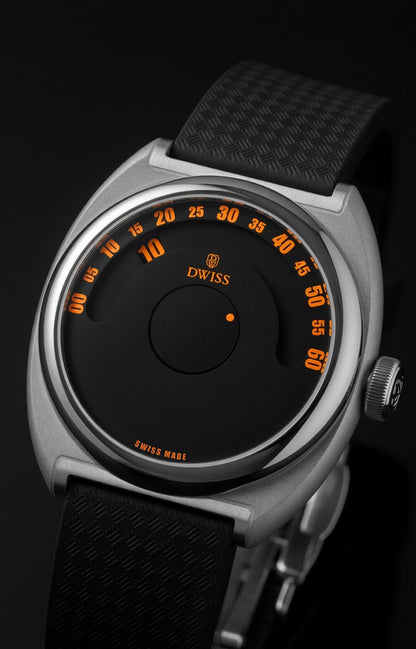 DWISS S1 Wandering Hours black dial with orange number Swiss Made automatic limited edition