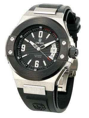 DWISS M1 Silver Black - Limited Edition, Design Awarded Luxury Swiss Made Watches With Innovative Time Reading Systems