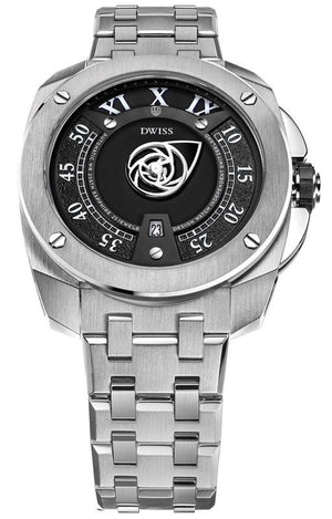RC1-SB-Automatic w/ Bracelet- design awarded automatic swiss made watch with DWISS mysterious time display
