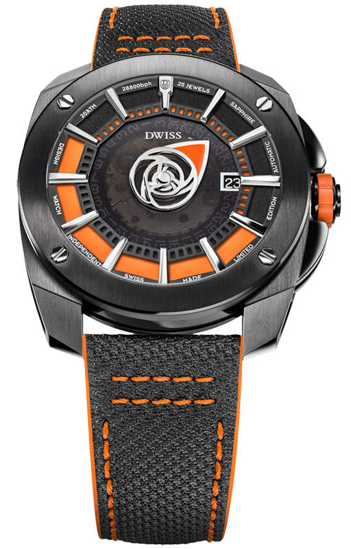 RS1-BO-Automatic w/ Strap- design awarded automatic swiss made watch with DWISS signature time display