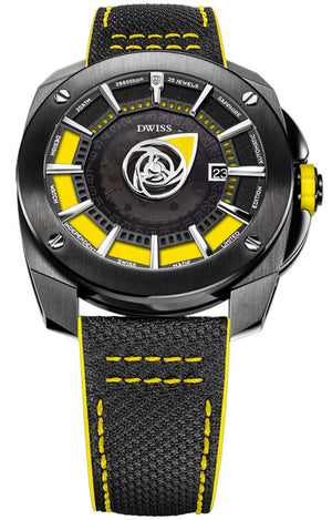 RS1-BY-Automatic w/ Strap- design awarded automatic swiss made watch with DWISS signature time display