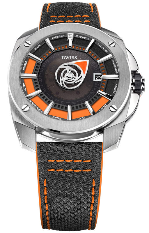 RS1-SO-Automatic w/ Strap- design awarded automatic swiss made watch with DWISS signature time display