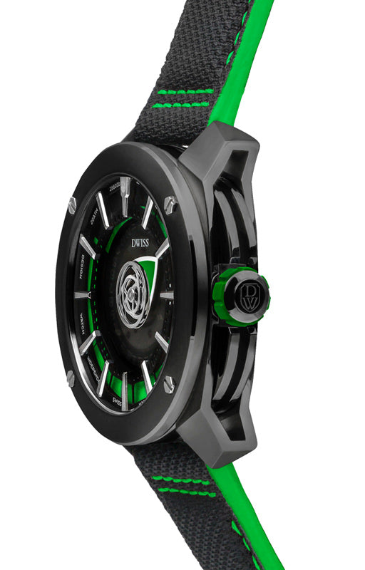 RS1-BG-Automatic w/ Strap- design awarded automatic swiss made watch with DWISS signature time display